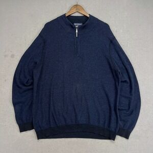 Tommy Bahama Reversible Quarter Zip Pullover Sweater‎ Mens XL Pima Cotton Navy